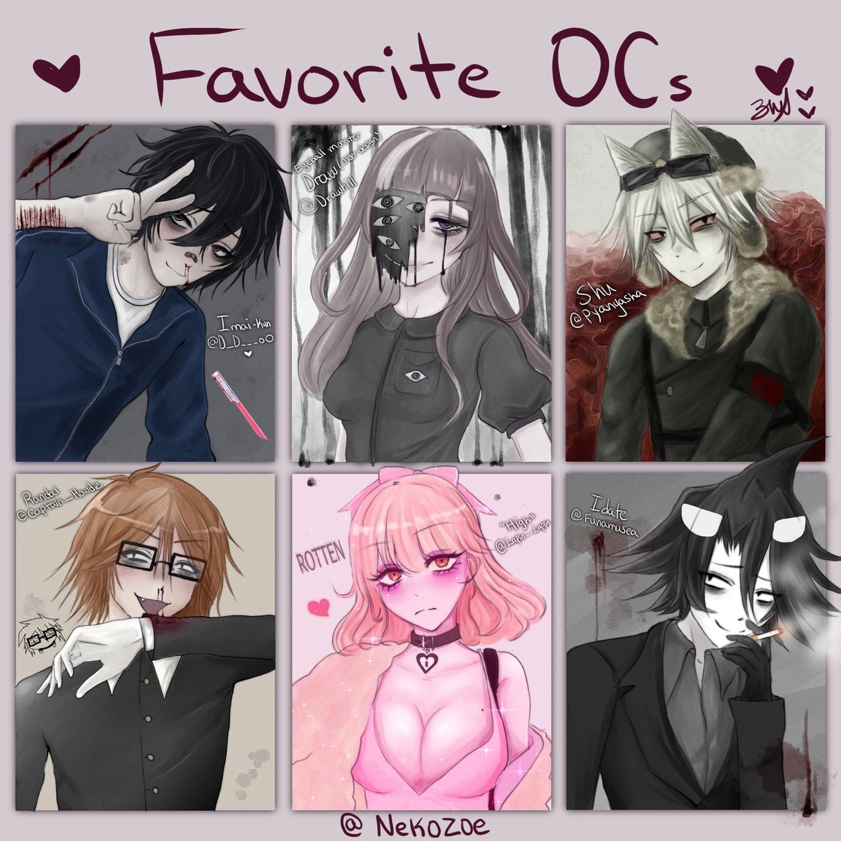 JiraiStrawberry's tweet image. Drew my favorite characters from independent artists 🫶💖

You’re all so cool! I love your characters and I look forward to see more art of them 🤗💖
-
@D_D___oO @DrawKill @pyanyasha @captain_howdie @lapin__lapin @funamusea #今井FA #fanart #idate #ranfren