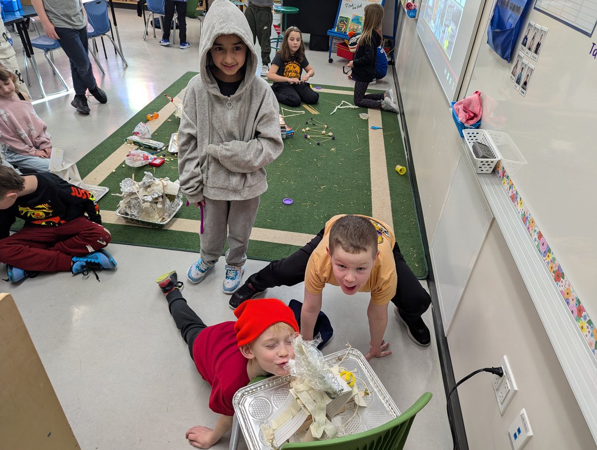 Can your structure survive a tornado, flood, or earthquake? Students tested their structures and reflected on what worked well and what could be improved <a href="/ChristinaGFMPSD/">ChristinaGordon</a> <a href="/FMPSD/">Fort McMurray Public School Division</a> #iteachthird #scienceisfun #earthsystems #grade3istheplacetobe