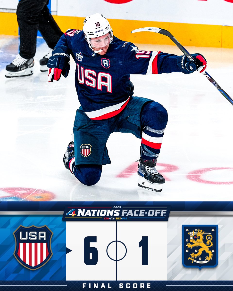 THE USA WINS BIG 🇺🇸 #4Nations 

📺: Don't miss the USA vs. Canada Saturday at 8p ET on ABC, <a href="/ESPNPlus/">ESPN+</a>, <a href="/DisneyPlus/">Disney+</a>, <a href="/Sportsnet/">Sportsnet</a> and <a href="/TVASports/">TVA Sports</a>!