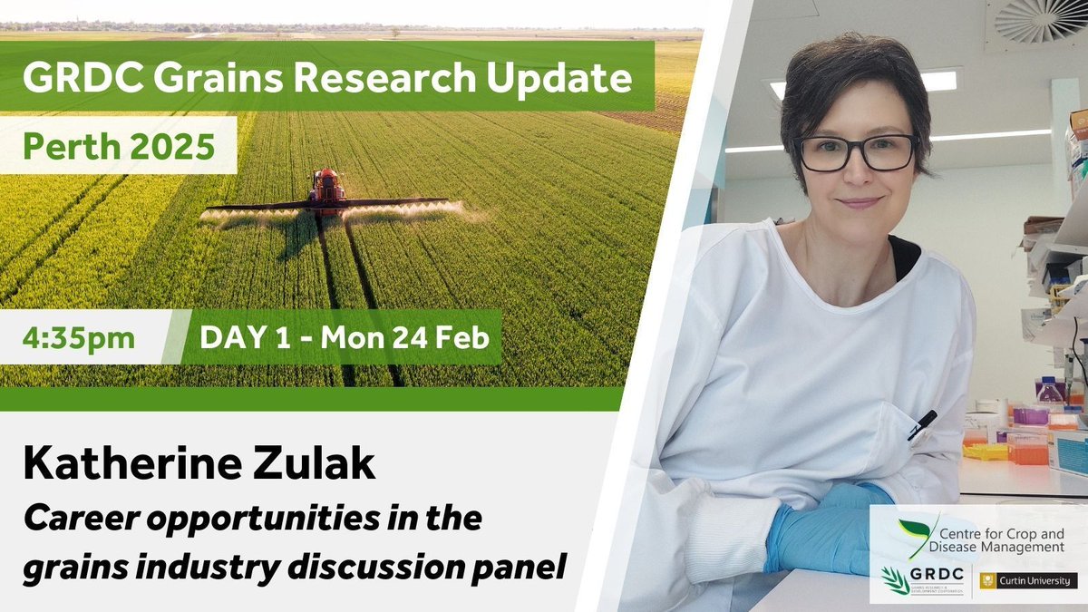 CCDM (@theccdm) on Twitter photo ๐ซ Are you coming to the #GRDCUpdates Perth 2025?
Catch Kat Zulak as she joins a panel discussion on career opportunities in the grains industry ๐ฉโ๐พ
๐
Mon 24 Feb | ๐ 4:00pm | ๐ Session 10 Grain Career Opportunities
Register here ๐ buff.ly/4gr7XZm
<a href="/theGRDC/">GRDC</a> <a href="/CurtinUni/">Curtin University</a> ๐ซ Are you coming to the #GRDCUpdates Perth 2025?
Catch Kat Zulak as she joins a panel discussion on career opportunities in the grains industry ๐ฉโ๐พ
๐
Mon 24 Feb | ๐ 4:00pm | ๐ Session 10 Grain Career Opportunities
Register here ๐ buff.ly/4gr7XZm
<a href="/theGRDC/">GRDC</a> <a href="/CurtinUni/">Curtin University</a>
