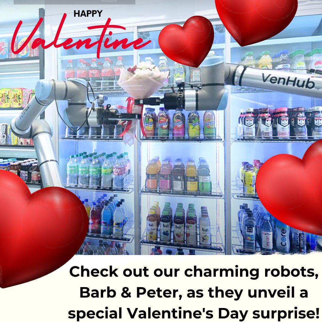 Love is in the air—and so is innovation! 💕🤖 Watch as our charming robots, Barb &amp; Peter, deliver a special Valentine’s surprise. 💐✨

Watch Now on YouTube: bit.ly/42Rzkst

#VenHub #ValentinesDay