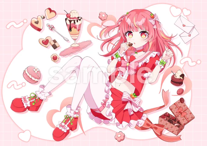 【お仕事】望月ぷらむ様のバレンタインイラストを制作させていただきました!ネットプリントも出来るそうなので是非