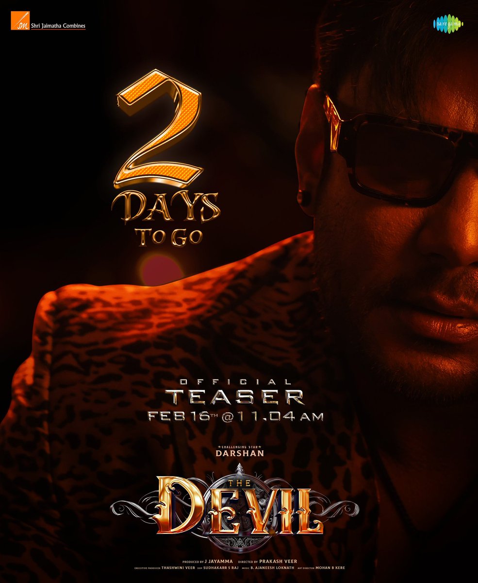 Prakash Veer (@prakashveer_) on Twitter photo 2 MORE DAY'S TO GO !!! THE DEVIL , FEB 16TH AT 11:04 AM
<a href="/dasadarshan/">Darshan Thoogudeepa</a> <a href="/saregamasouth/">Saregama South</a> #Dboss #TheDevil #Jayamma 2 MORE DAY'S TO GO !!! THE DEVIL , FEB 16TH AT 11:04 AM
<a href="/dasadarshan/">Darshan Thoogudeepa</a> <a href="/saregamasouth/">Saregama South</a> #Dboss #TheDevil #Jayamma