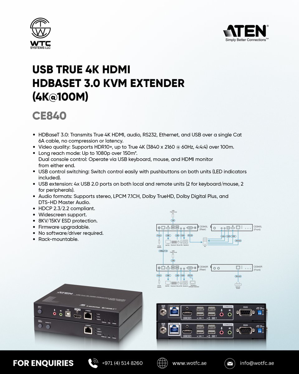 WTC_SYSTEMS_LLC's tweet image. Power up your AV and IT infrastructure with the ATEN CE840, a cutting-edge 4K HDMI HDBaseT 3.0 KVM Extender, designed for long-distance, high-quality transmission without compression or latency.

wotfc.ae

#WOTFC #wtcsystems #ATEN #KVMExtender #4KHDMI #HDBaseT