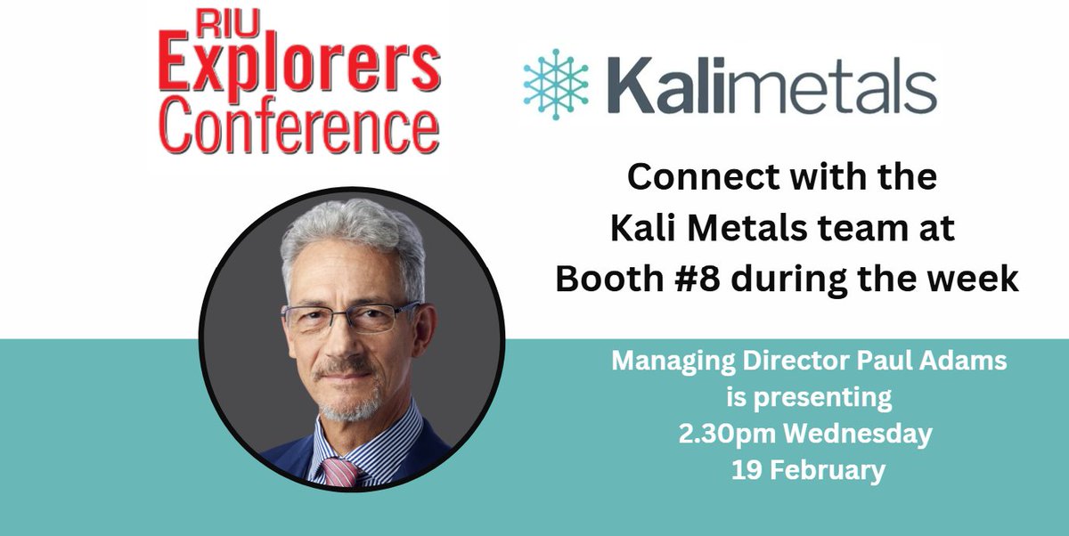 Kali Metals is heading back to RIU Explorers Conference, next week in Fremantle.

Catch up with the team at Booth #8 during the conference. Managing Director, Paul Adams is presenting at 2.30pm on Wednesday 19 February.

#KM1