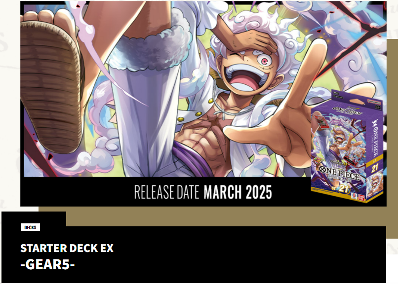 ONEPIECE_tcg_EN's tweet photo. [Website Update]
Hey One Piece Pirates!
Here’s what is updated this week!
PRODUCTS:
-Starter Deck EX [ST-21]
-Extra Booster [EB02]
-Booster Pack [OP-10]
-Booster Pack [OP-11]
Check it out!
Topics Page Link: https://t.co/RQ2rlCI7uO
#ONEPIECE
#onepiececardgame https://t.co/0bUshwxdxu