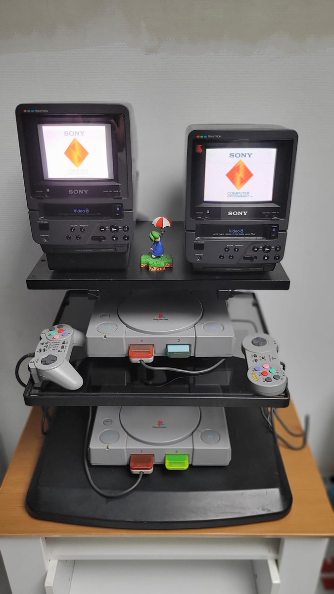 ObsoleteSony's tweet image. Dual 1988 Sony EV-DT1 PlayStation setup