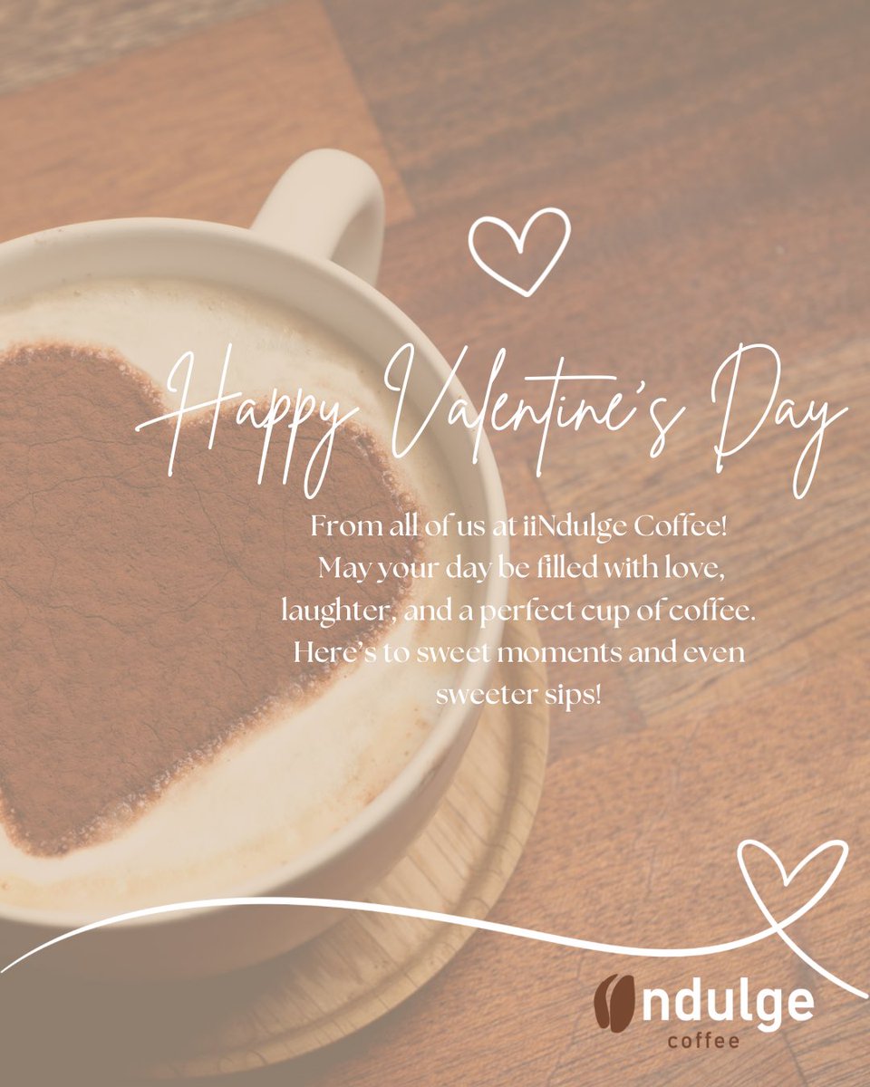 Happy Valentine’s Day from all of us at iiNdulge Coffee! ❤️☕ May your day be filled with love, laughter, and a perfect cup of coffee.

 Here’s to sweet moments and even sweeter sips! ✨ 

#LoveBrewsHere #iiNdulgeCoffee”