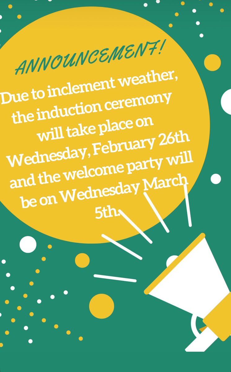 The National Honor Spciety Induction Ceremony will take place on Wednesday, February 26th. The new NHS member Welcome Paty will take place on Wednesday, March 5th.