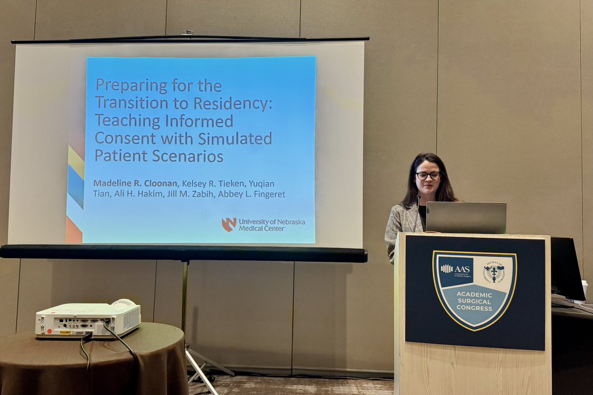 University of Nebraska General Surgery Residency (@unmcsurgery) on Twitter photo Dr. Cloonan (<a href="/Maddie_Cloonan/">Maddie Cloonan, MD</a>) bringing the heat at #ASC2025—crushing her talk on the transition to residency and teaching informed consent like a pro! 🔥👏 <a href="/AcademicSurgery/">Assoc4AcademicSurgery</a> Dr. Cloonan (<a href="/Maddie_Cloonan/">Maddie Cloonan, MD</a>) bringing the heat at #ASC2025—crushing her talk on the transition to residency and teaching informed consent like a pro! 🔥👏 <a href="/AcademicSurgery/">Assoc4AcademicSurgery</a>