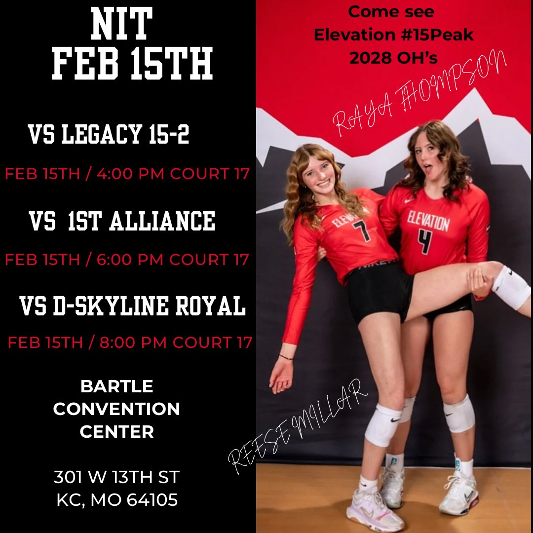 rayathompson4's tweet image. “Excited to compete on the big stage @triplecrownspts #NIT Here’s my schedule—coaches, I’d love for you to come watch me play! Our @ElevationVolley recruiting coordinators will be at our courts!! #heavyarm💪🏼 #15peak #topspinserver #2028OH