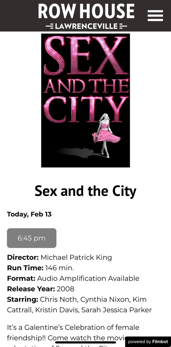 🍿#Galentines movie night with Mandy at <a href="/RowHouseCinema/">Row House Cinema</a> ! 💕

They screened the iconic "Sex and the City" movie—a perfect tribute to female friendships!

❓Which #SATC character are you? 
#Carrie, #Samantha, #Charlotte, or #Miranda?

#movienight #sexandthecity #friendship