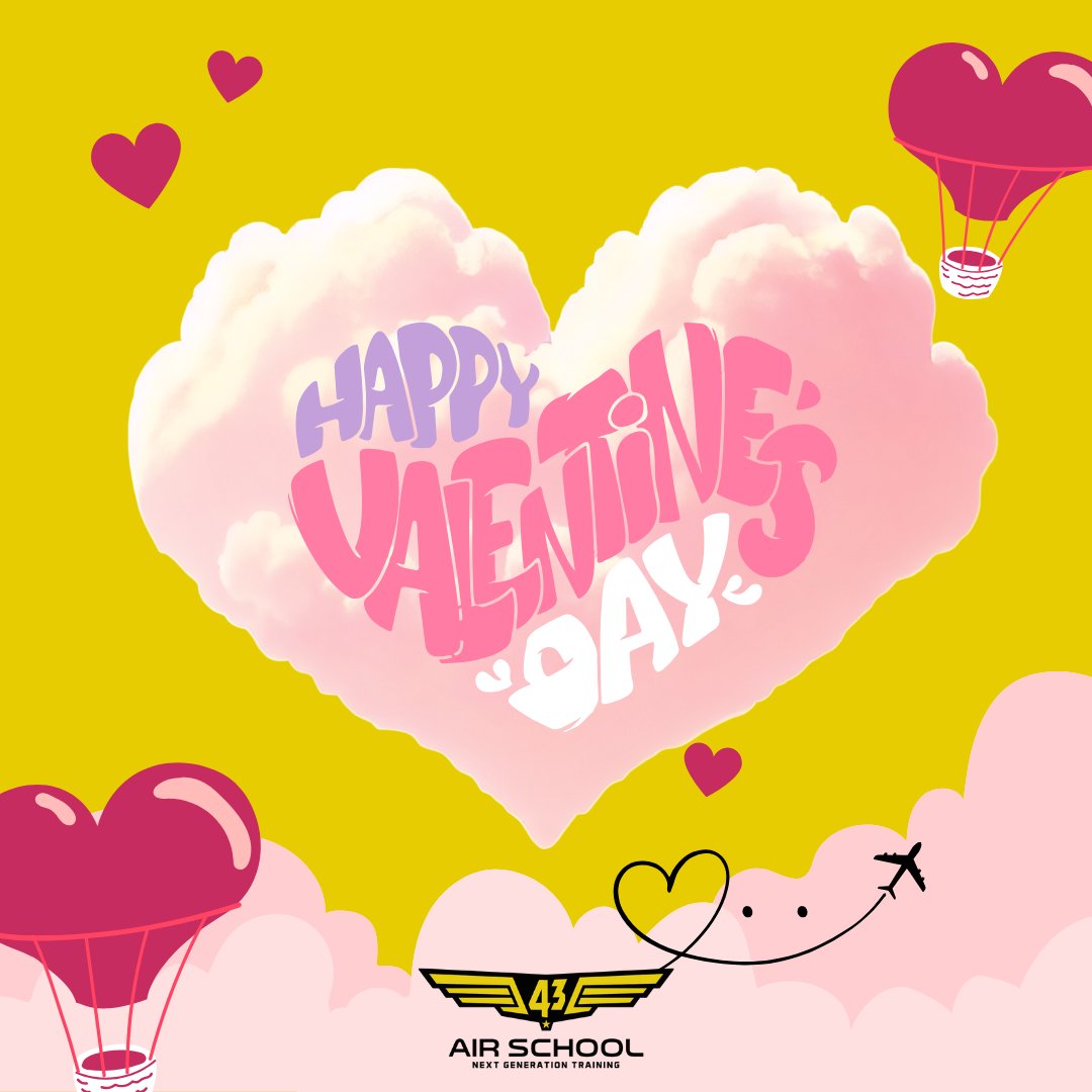 Love is in the air... and so are our pilots! ❤️✈️ This Valentine’s Day, we celebrate the passion and dedication that drive every flight. May your love for aviation take you to new heights! 💕✨ 

#43AirSchool #LoveIsInTheAir #AviationPassion #FlyHigh #PilotDreams