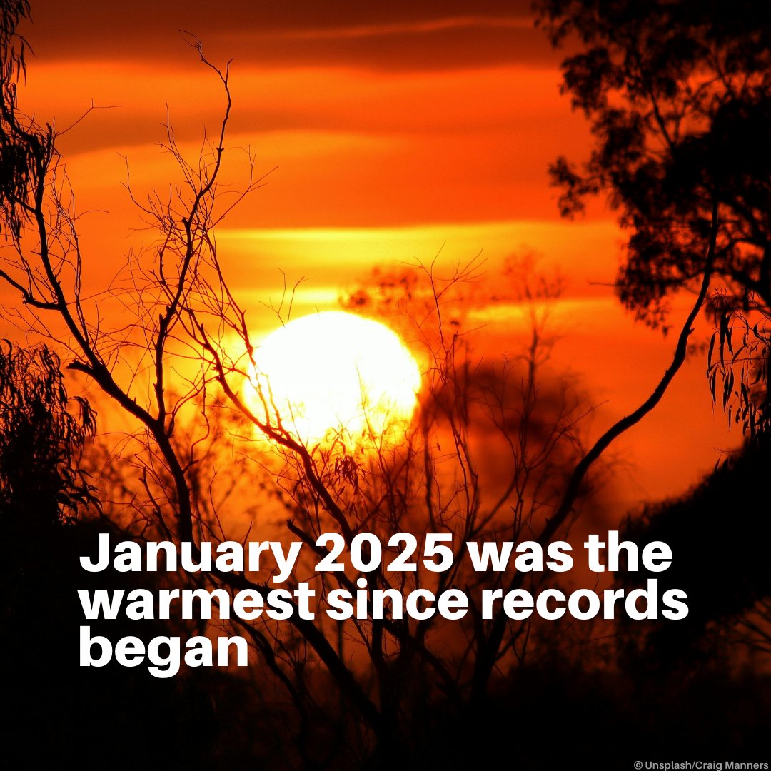 January 2025 smashed global records, reaching 1.75°C above the pre-industrial level and 0.79°C above the 1991-2020 average, making it the warmest January ever recorded.

Details via <a href="/UN_News_Centre/">UN News</a> : news.un.org/en/story/2025/…