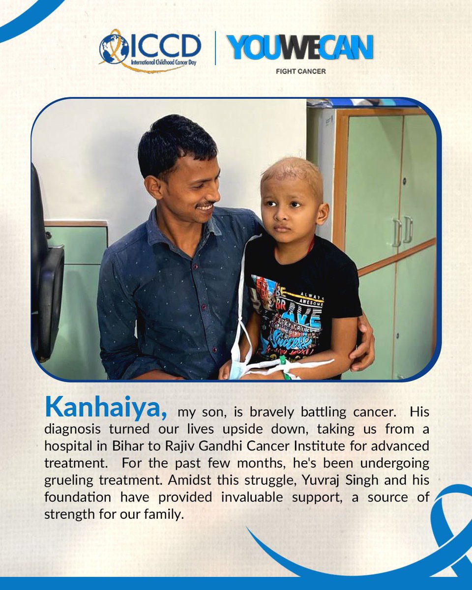 YOUWECAN's tweet image. For the past few months, Kanhaiya has been bravely fighting cancer. His family’s journey has been tough, but kindness and support have given them hope.

No child should have to fight alone. This #ICCD, let’s stand with young warriors and their families.

#fightcancer #YouWeCan
