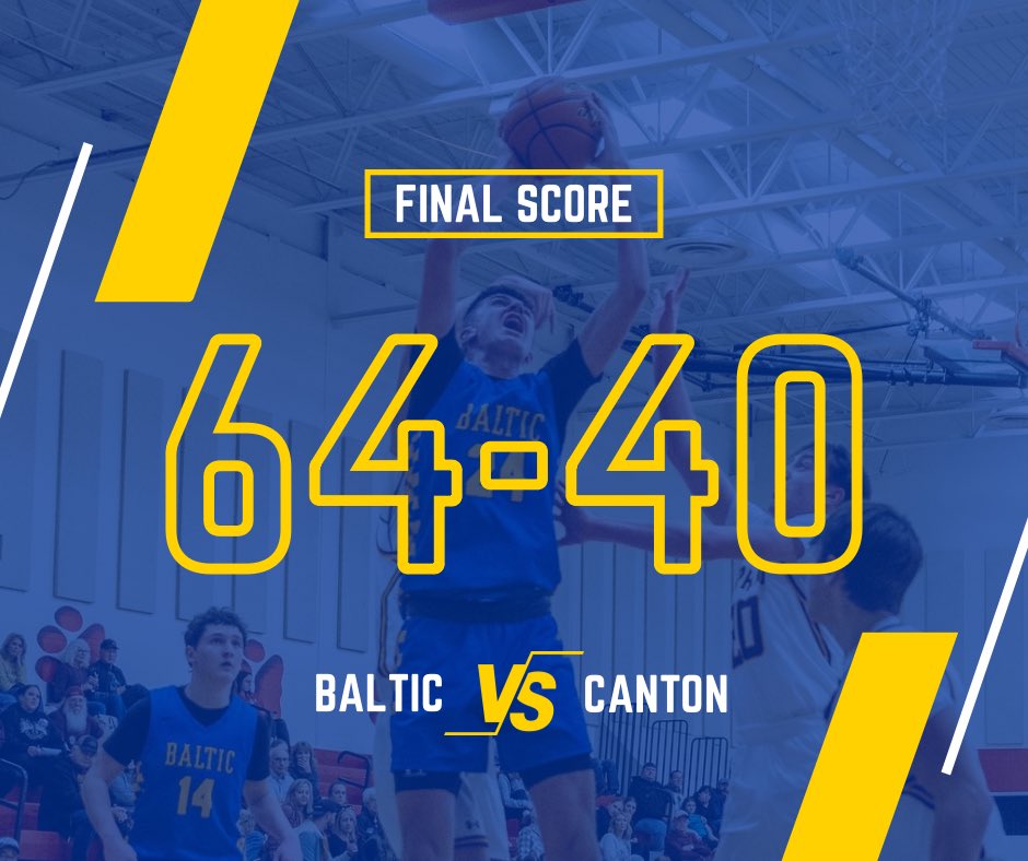 Baltic Boys Basketball (@bball_bhs) on Twitter photo Bulldogs win with a balanced attack against <a href="/CantonBBB/">Canton C-Hawks Boys Basketball</a> 64-40. <a href="/kellen_artz24/">Kellen artz</a> led with 20 pts <a href="/BenEricksonBB/">Ben Erickson</a> had 18 and <a href="/dylan_runestad/">Dylan Runestad</a> had 12. Bulldogs move to 9-7 on the year. #BulldogGRIT #CourageToClimb <a href="/DaksHoops/">DAK Hoops</a> <a href="/BigSiouxMedia/">Big Sioux Media Sports Network</a> <a href="/ArgusSports/">Argus Leader Sports</a> <a href="/SDPrepBB/">SD Prep Basketball</a> <a href="/MidcoSports/">Midco Sports</a> <a href="/DigitalZSD/">Digital Z South Dakota</a> Bulldogs win with a balanced attack against <a href="/CantonBBB/">Canton C-Hawks Boys Basketball</a> 64-40. <a href="/kellen_artz24/">Kellen artz</a> led with 20 pts <a href="/BenEricksonBB/">Ben Erickson</a> had 18 and <a href="/dylan_runestad/">Dylan Runestad</a> had 12. Bulldogs move to 9-7 on the year. #BulldogGRIT #CourageToClimb <a href="/DaksHoops/">DAK Hoops</a> <a href="/BigSiouxMedia/">Big Sioux Media Sports Network</a> <a href="/ArgusSports/">Argus Leader Sports</a> <a href="/SDPrepBB/">SD Prep Basketball</a> <a href="/MidcoSports/">Midco Sports</a> <a href="/DigitalZSD/">Digital Z South Dakota</a>
