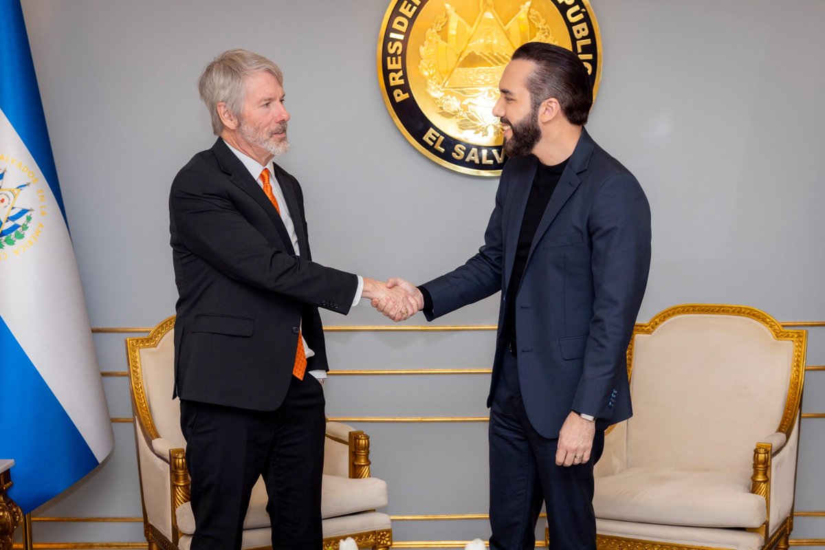 President Bukele met with Michael Saylor this afternoon at Casa Presidencial. 

Bitcoin was discussed. 

🇸🇻🚀