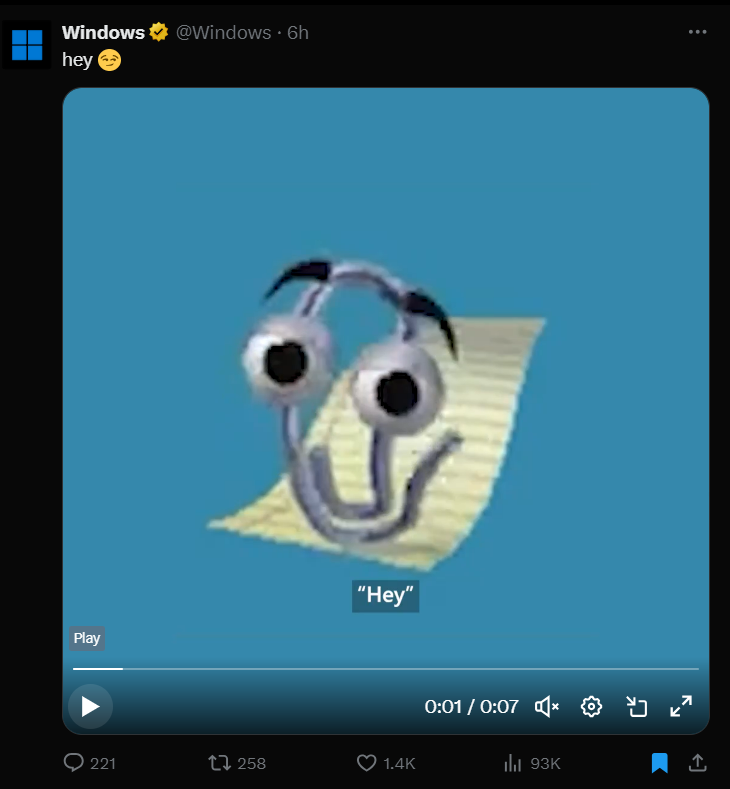 FishyOuttaWater's tweet photo. 👀looks like you brought it up first #windows

📎clippy will do it for the $vine

https://t.co/URYqyGeohZ https://t.co/iPtjNreSBA