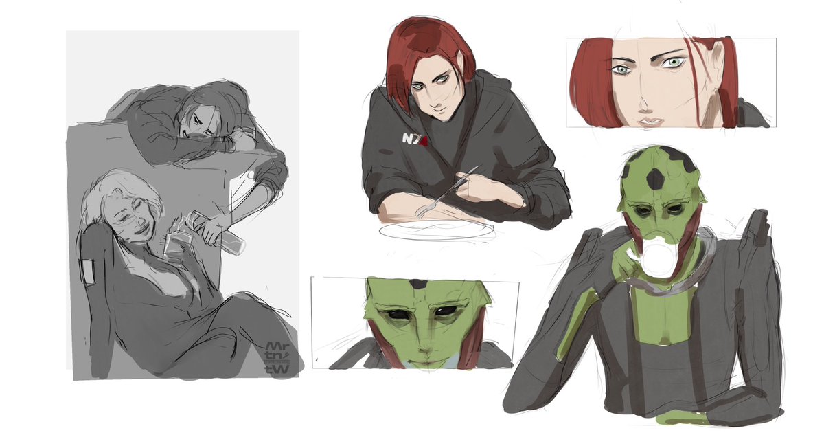 mrtn_tw's tweet image. Drinking with dr Chakwas
And a silly bit of shrios 
#masseffect