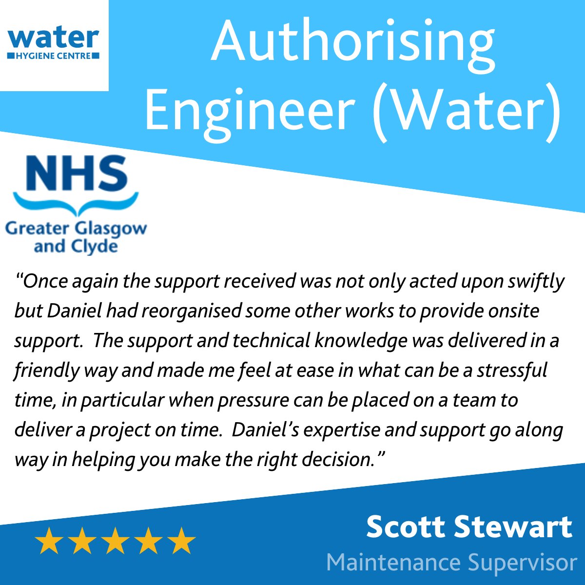 🌟 A big shoutout to NHS Greater Glasgow &amp; Clyde🌟 We truly appreciate you taking the time to share such kind words about our Authorising Engineer Water Service. Your feedback means the world to us! 🙌💙

#ClientAppreciation #NHS #HealthcareProfessionals

waterhygienecentre.com/authorising-en…