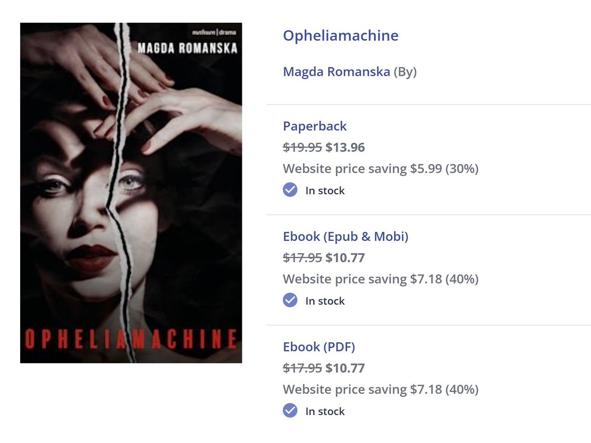 💥🎭📖Theatre friends, Opheliamachine is on sale at Bloomsbury Press at 40% off in February: 
bloomsbury.com/us/search/?q=r…
