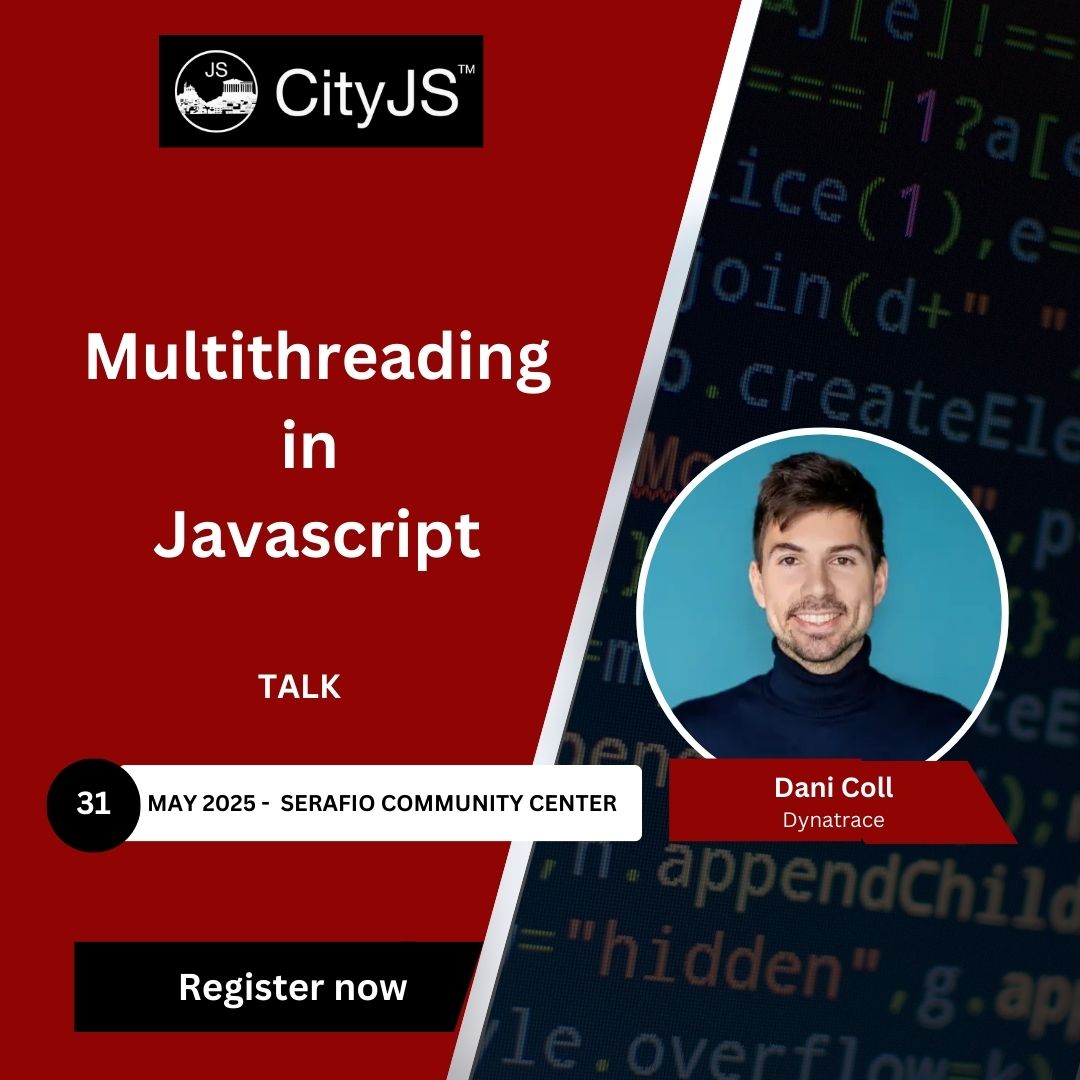 cityjsconf's tweet photo. #CityJSAthens #Speaker Announcement 

We excited to have @danicolldev at  #CityJSAthens speaking about how you could achieve Multithreading in #JavaScript

Register now
https://t.co/5JKmmHXaiU https://t.co/2lybzUN8KM