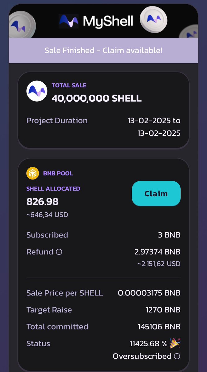 Thank you #Cz #BNB for Shell
