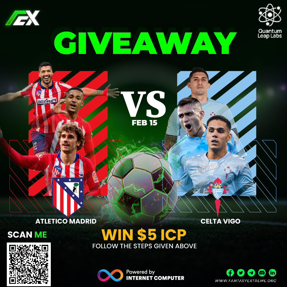 Fantasy Extreme (@fextremesports) on Twitter photo Play. Compete. Win ICP.
$25 ICP Giveaway - You in?
<a href="/ICPHUBS/">ICP HUBS NETWORK</a> communities: Join Fantasy Extreme this week for a chance to WIN $25 #ICP โพ
Match 3 for $5 ICP - <a href="/Atleti/">Atlรฉtico de Madrid</a> vs <a href="/RCCelta/">Celta</a> on 15th Feb๐๐ฐ
๐ Hereโs how to enter:
1๏ธโฃFollow our Twitter account (<a href="/FExtremesports/">Fantasy Extreme</a>, Play. Compete. Win ICP.
$25 ICP Giveaway - You in?
<a href="/ICPHUBS/">ICP HUBS NETWORK</a> communities: Join Fantasy Extreme this week for a chance to WIN $25 #ICP โพ
Match 3 for $5 ICP - <a href="/Atleti/">Atlรฉtico de Madrid</a> vs <a href="/RCCelta/">Celta</a> on 15th Feb๐๐ฐ
๐ Hereโs how to enter:
1๏ธโฃFollow our Twitter account (<a href="/FExtremesports/">Fantasy Extreme</a>,