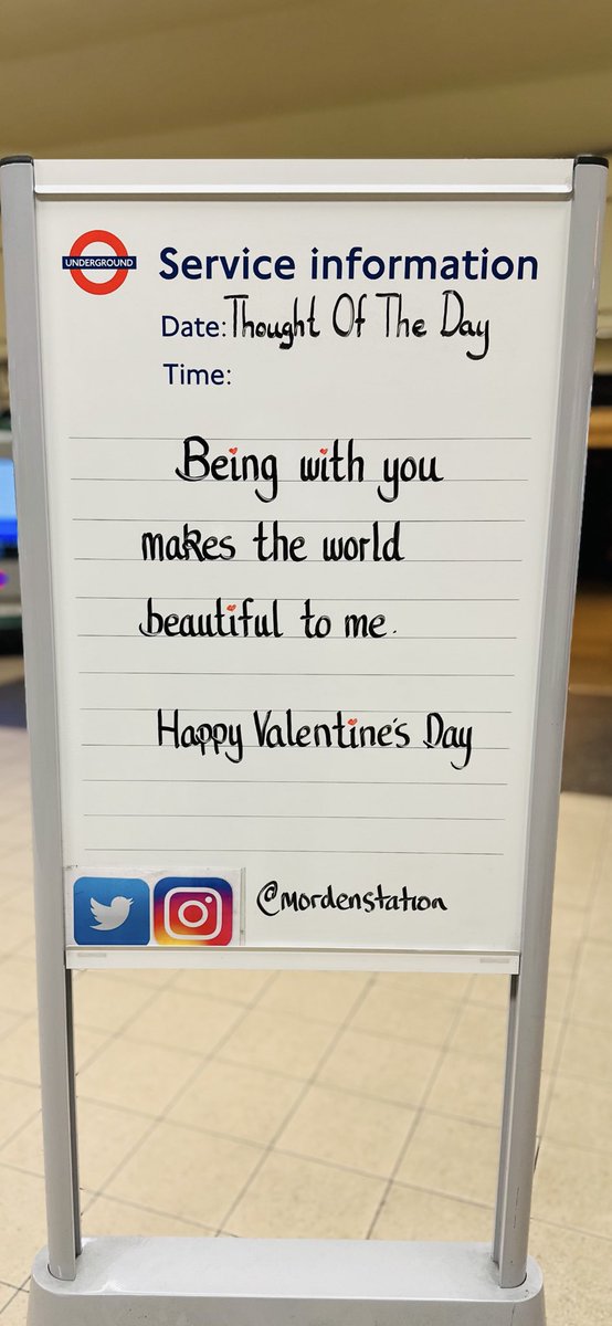 Friday 14th February 2025 Valentine’s Day Thought Of The Day From Morden Underground Station