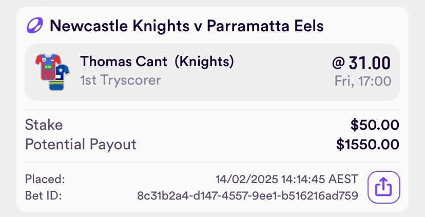 Guaranteed 🙏🏽🙏🏽 thank me later #NRL #knights #eels