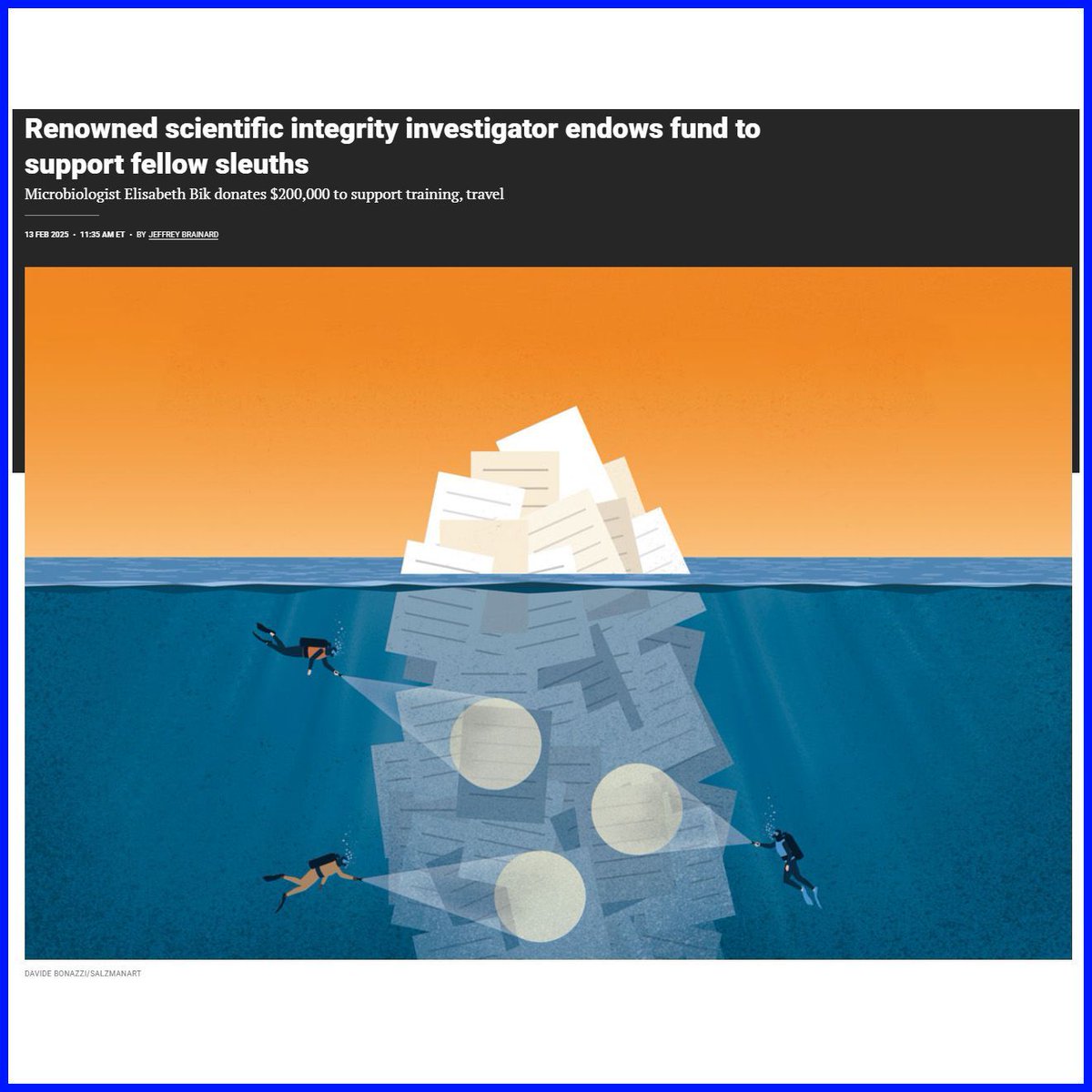 fake_journals's tweet photo. "Renowned scientific integrity investigator endows fund to support fellow sleuths" Kudos to @MicrobiomDigest | #Respect | https://t.co/3JuEWGfyRi https://t.co/vgcoKudgC2