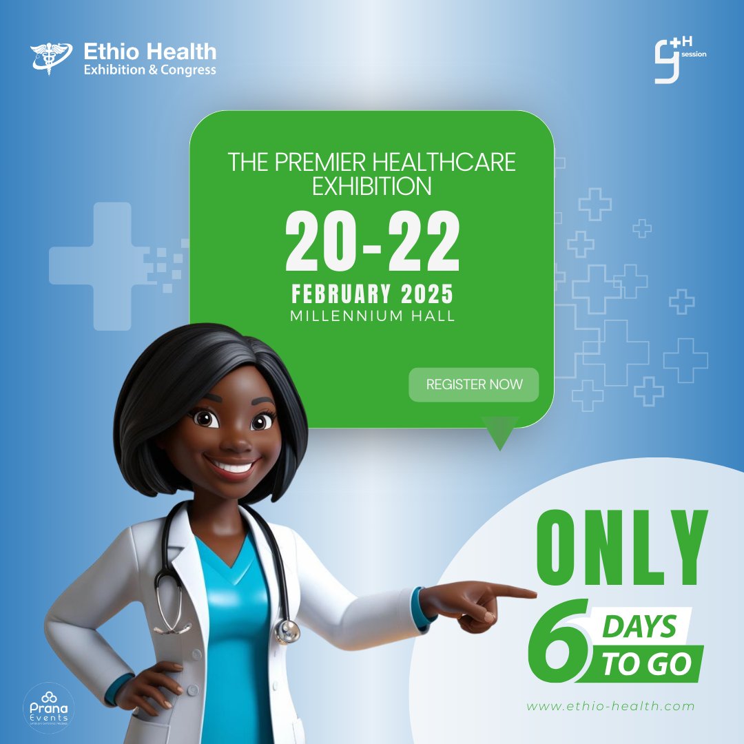 Countdown to Ethio Health 2025: Only 6 Days Left!

Join us at Millennium Hall from Feb 20-22 for Ethiopia's top healthcare expo. Register now: bit.ly/ethio-health-r…

#EthioHealth2025 #HealthcareExpo