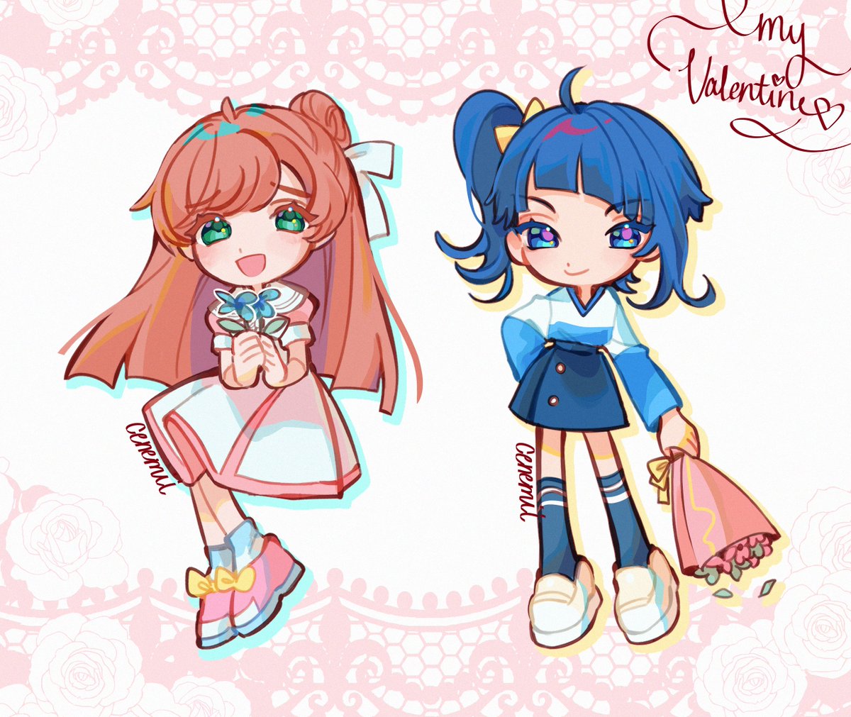 cenemetsu's tweet photo. happy mashisora valentines day 🤍💙 #precure https://t.co/FcbVJT3mDM