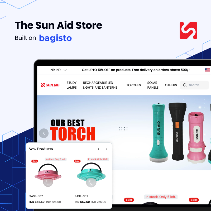 Indian online store; deals with study lamps, torch, solar panels, Rechargeable LED lights, Lanters etc. operating online using #Bagisto, an #ecommerce platform built on #Laravel 

sunaid.in