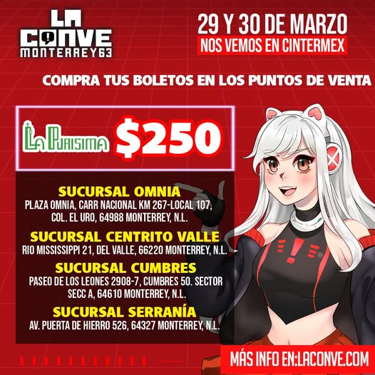 LaConveMTY's tweet photo. 🎟️✨ ¡Ahora puedes comprar tus boletos para La Conve 63 en La Purísima! ✨🎟️ ¿Listo para La Conve?
📍 Si quieres conocer más puntos de venta, encuéntralos aquí: 🔗 https://t.co/ZiYkHdwuGN 🎭
#LaConve63 #Boletos #VentaDeBoletos #PuntosDeVenta #RumboALaConve #TodosSomosFans https://t.co/dlqeYxbK9M