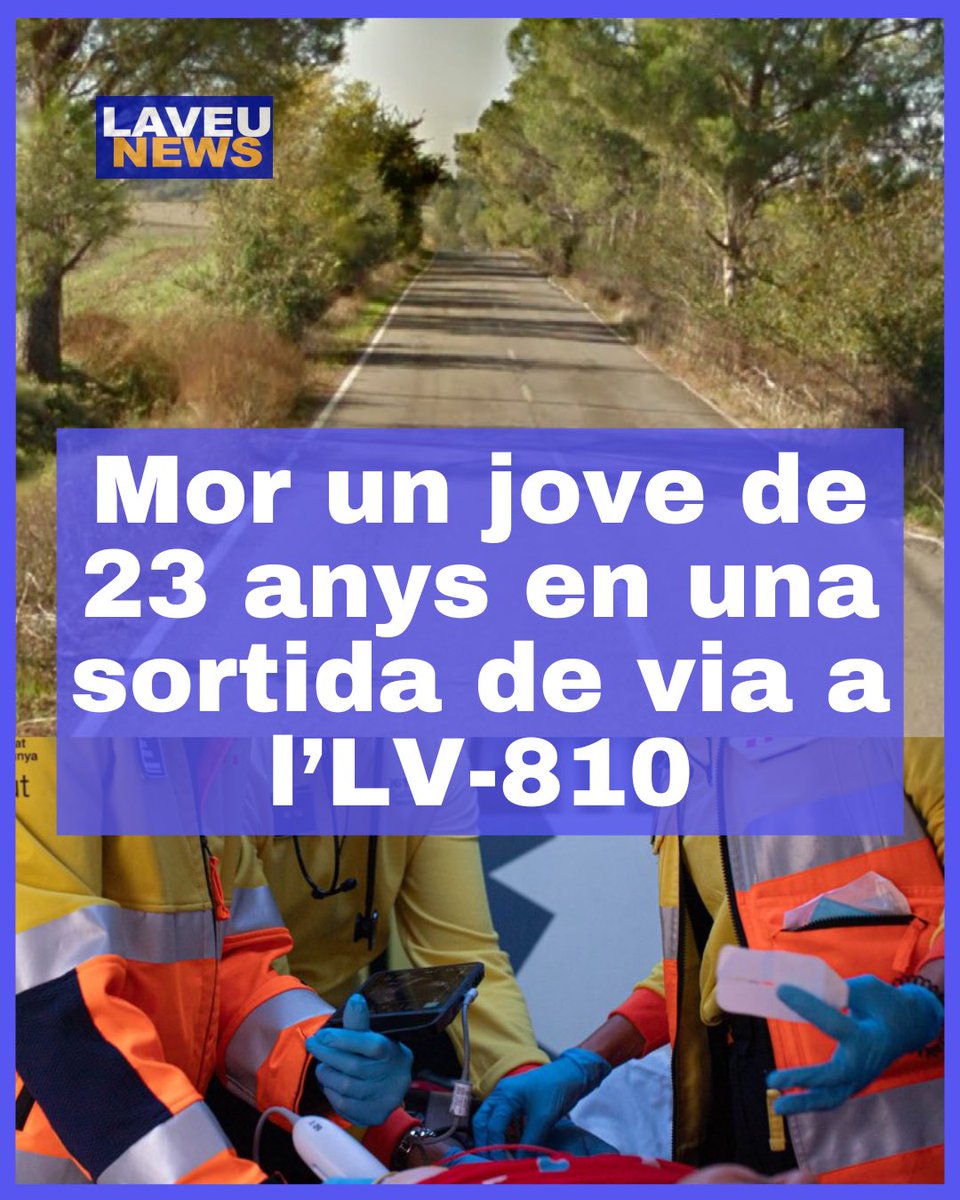laveudelleida's tweet photo. #laveunews: Un jove de 23 anys perd la vida en un accident a la carretera LV-810 entre #Gimenells i #Almacelles. El vehicle, conduït per la víctima, un veí de #Gimenells, va sortir de la via al voltant de les 11 de la nit. El jove viatjava sol. #Lleida #laveudelleida https://t.co/r9YnlMFWyh