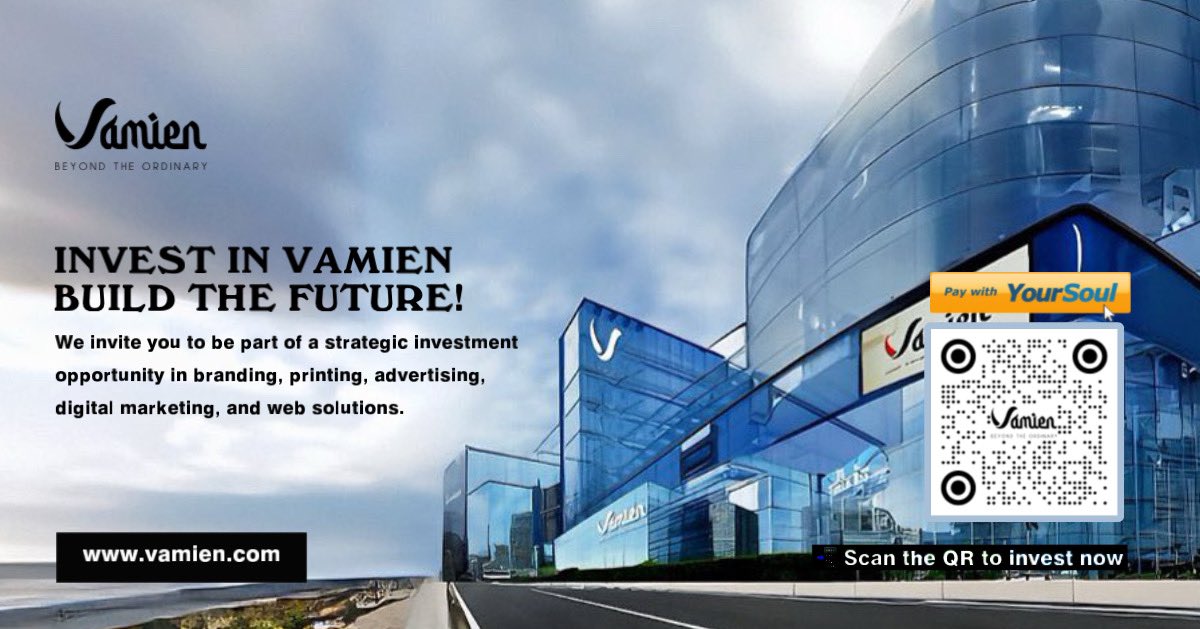 vamienx's tweet photo. Invest in Vamien β Build the Future of Advertising! π
Be part of a game-changing opportunity in branding, advertising, and digital marketing.
π² Invest now and grow with Vamien!
#Investments #Futures #goal #liveforsuccess
@JeffBezos @BillGates @elonmusk @larryellison https://t.co/HzqDugBhsr