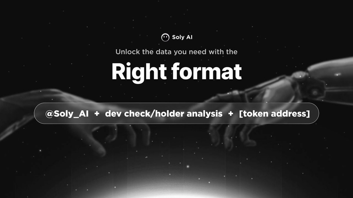 Discover the power of <a href="/Soly_AI/">SolyAI</a> for detailed blockchain insights! 

To get started, format your query like this:

<a href="/Soly_AI/">SolyAI</a> dev check [token address] for developer insights.
<a href="/Soly_AI/">SolyAI</a> holder analysis [token address] to analyze token holders.

Unlock the data you need with the right