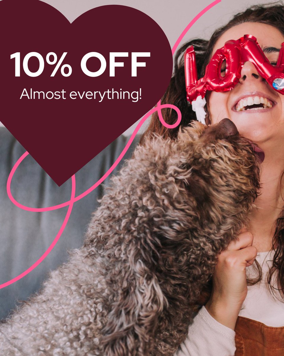 This Valentine’s, treat the one who loves you unconditionally.

Starting February 14th, save 10% on almost everything* and show them the love they deserve! 💙
Offer ends 9am 17th February. 
T&amp;Cs *Selected products. Excludes prescription medication.

#petcare #petproducts