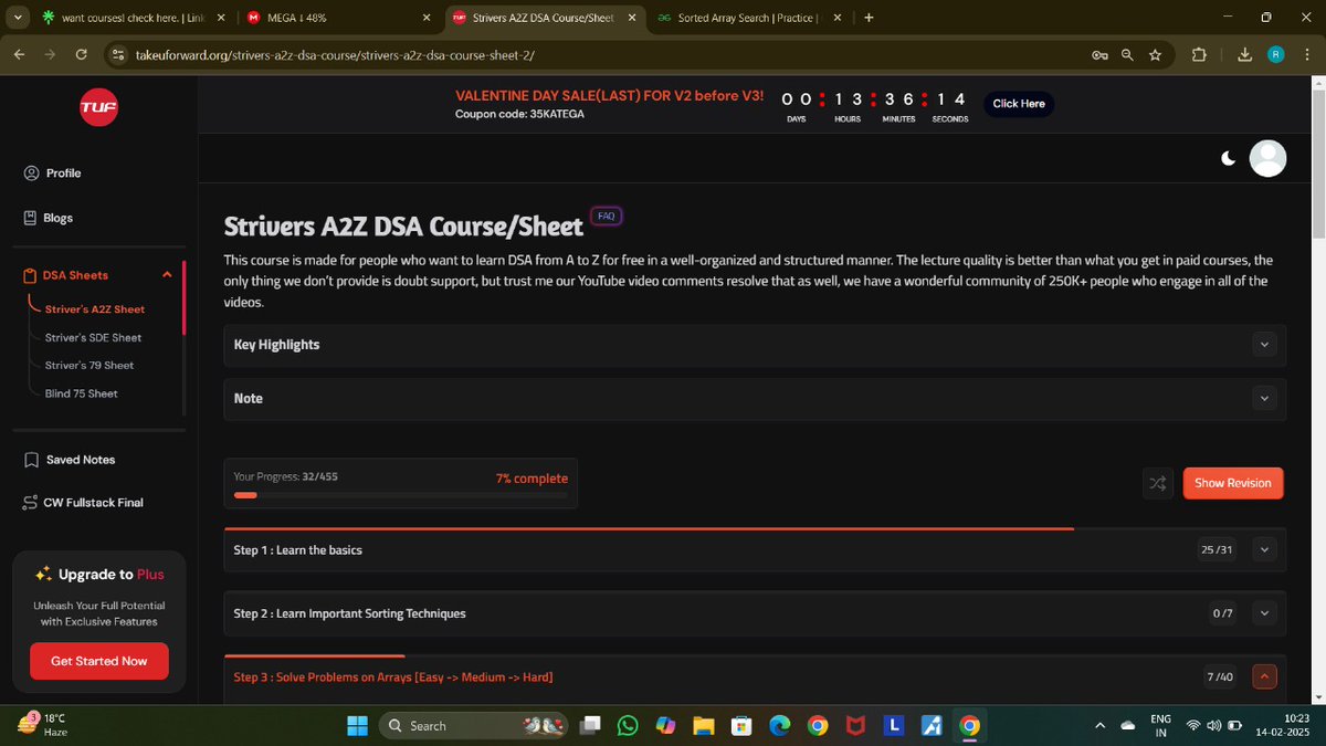 Roshan7065's tweet image. #Day 8/75
✅Solved 4 questions from striver a2z dsa sheet
✅ Remove duplicates from sorted array (Leetcode).
✅Left rotate an array by d places(Leetcode)
✅Move zeros to end(Leetcode).
#codechallenge