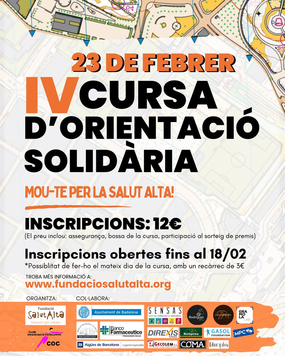 🏃‍♀️ IV Cursa d'Orientació a la Salut Alta! 🏃‍♂️

El proper 23 de febrer, us convidem a descobrir el barri de la Salut d'una manera diferent! 🌍🗺️ 

Participa a la IV Cursa d'Orientació, una oportunitat única per gaudir de l'esport i conèixer racons amagats del barri.
