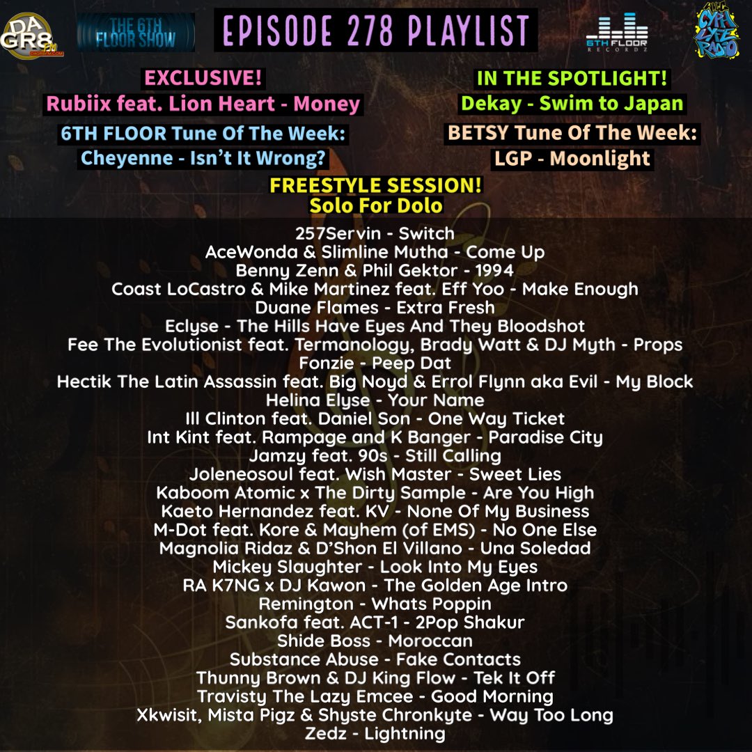 Episode 278 #ComingSoon 18/02/24 #The6thFloorShow

<a href="/TermanologyST/">Termanology</a> <a href="/HectikfromBK/">Hectik The Latin Assassin</a> <a href="/RapperNoyd/">It's the R.A DoubleP</a> <a href="/NotIllClinton/">GRIMEBALL CRIMELORD</a> @dissbbm @intkintofficial <a href="/jamzy___/">JAMZY</a> <a href="/90sIOGB/">90s</a> <a href="/joleneosoul/">joleneosoul</a> <a href="/wishmaster_or/">Wish Master</a> <a href="/MDotBoston/">IG: MDOTBOSTON</a> <a href="/KOREofEMS/">The Kore Tour</a> <a href="/MayhemofEMS/">Hammond st Raised me</a>