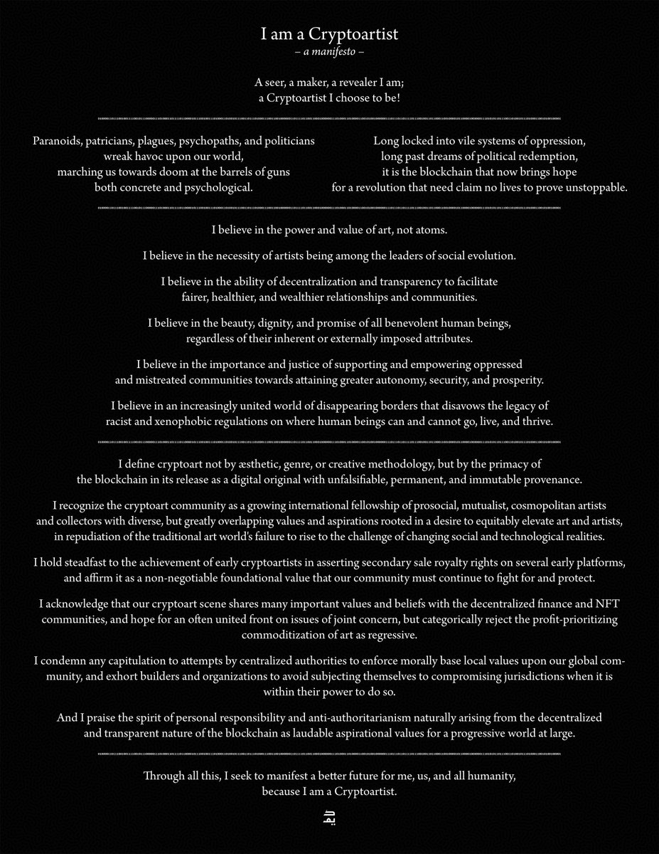 Daïm 🇭🇺 🇨🇦 🕋 (daimalyad.eth) · BLM (@daimalyad) on Twitter photo <a href="/EmpressTrash/">Empress Trash 🌈🖤</a> I wrote this back when the cryptoart scene felt well on its way to solidify a better way.
Things are not looking great right now, but I haven’t lost all hope yet. <a href="/EmpressTrash/">Empress Trash 🌈🖤</a> I wrote this back when the cryptoart scene felt well on its way to solidify a better way.
Things are not looking great right now, but I haven’t lost all hope yet.