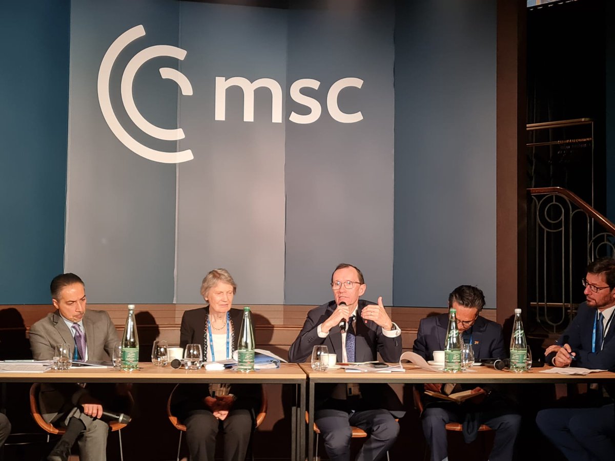 As #MSC2025 gets underway, <a href="/HelenClarkNZ/">Helen Clark</a> speaks alongside <a href="/EspenBarthEide/">Espen Barth Eide</a> at a panel on #UNSC reform, calling for the Council to be more representative and effective to tackle global conflicts and existential threats.