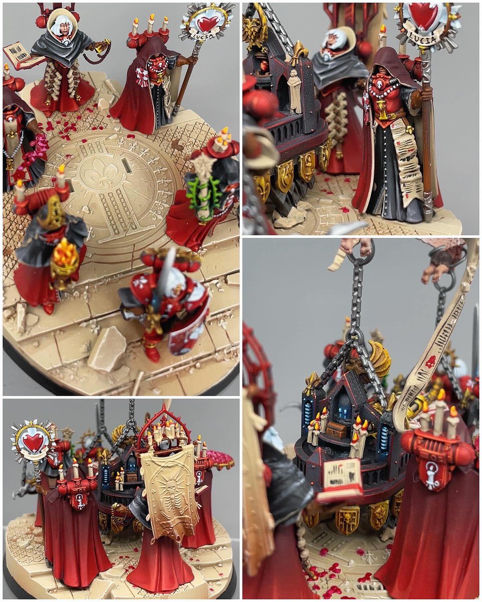 Today sounds fitting to share with you a rose 🌹 or rather a few Sister of battle from the Order of the bloody Rose! 🥀 The Triumph of St.Katherine, but in their red color scheme. ⚜️ I hope you’ll enjoy it, cheers! #PaintingWarhammer #WarhammerCommunity Commission 🎨