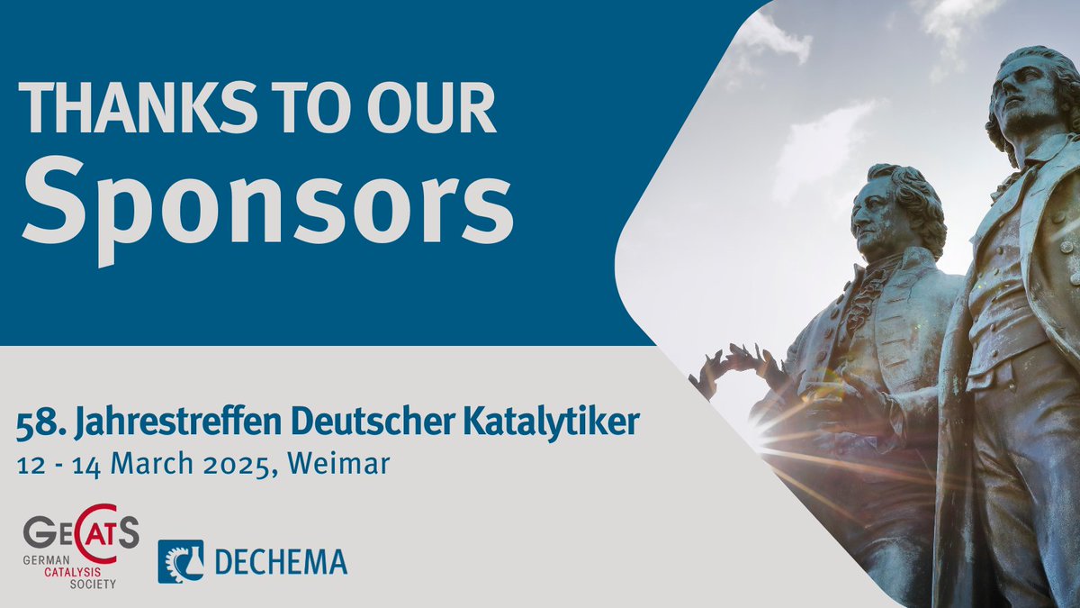 GeCatS (@gecats) on Twitter photo We would like to thank our Platin Sponsor <a href="/NFDI4Cat/">NFDI4Cat</a>, Gold Sponsor @BASF_DE and our Silver Sponsors <a href="/Evonik_DE/">Evonik DE</a> and <a href="/exxonmobil/">ExxonMobil</a> for their support. dechema.de/en/katalytiker…
#catalysis #Chemistry <a href="/DECHEMA/">DECHEMA e.V.</a> We would like to thank our Platin Sponsor <a href="/NFDI4Cat/">NFDI4Cat</a>, Gold Sponsor @BASF_DE and our Silver Sponsors <a href="/Evonik_DE/">Evonik DE</a> and <a href="/exxonmobil/">ExxonMobil</a> for their support. dechema.de/en/katalytiker…
#catalysis #Chemistry <a href="/DECHEMA/">DECHEMA e.V.</a>