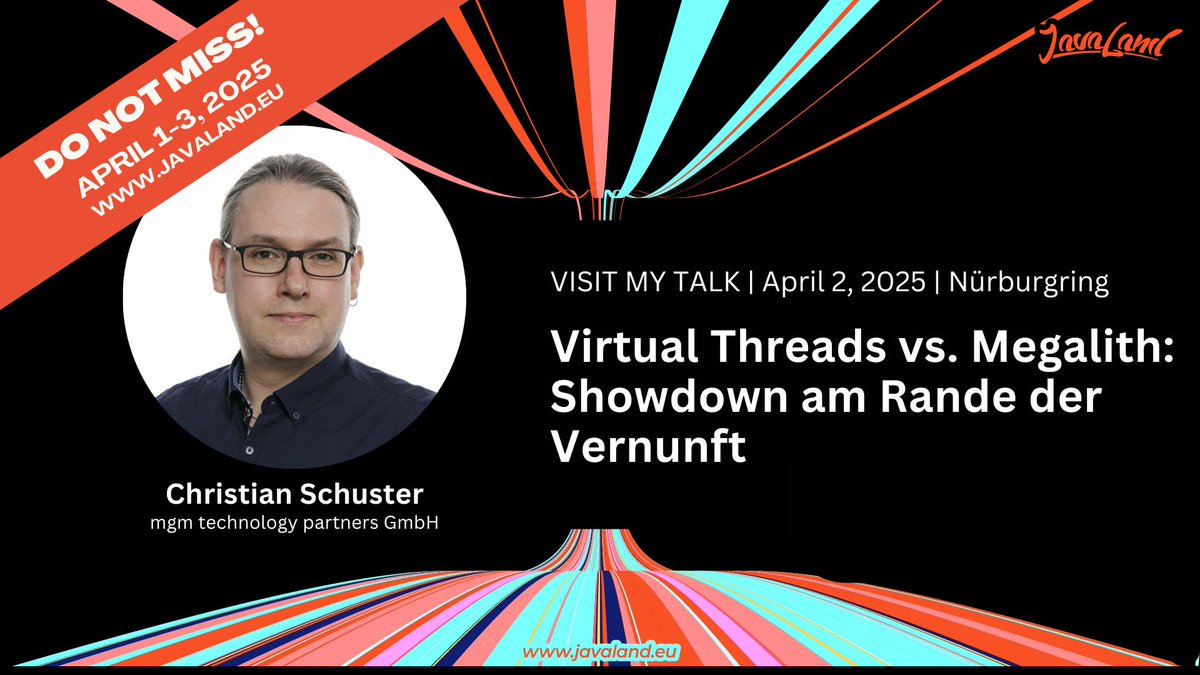 In der Session "Virtual Threads vs. Megalith: Showdown am Rande der Vernunft" auf der #JavaLand 2025 zeigt Christian Schuster, auf welche Hindernisse ihr bei einer Umstellung achten solltet. scomp.ly/aAdNwoP