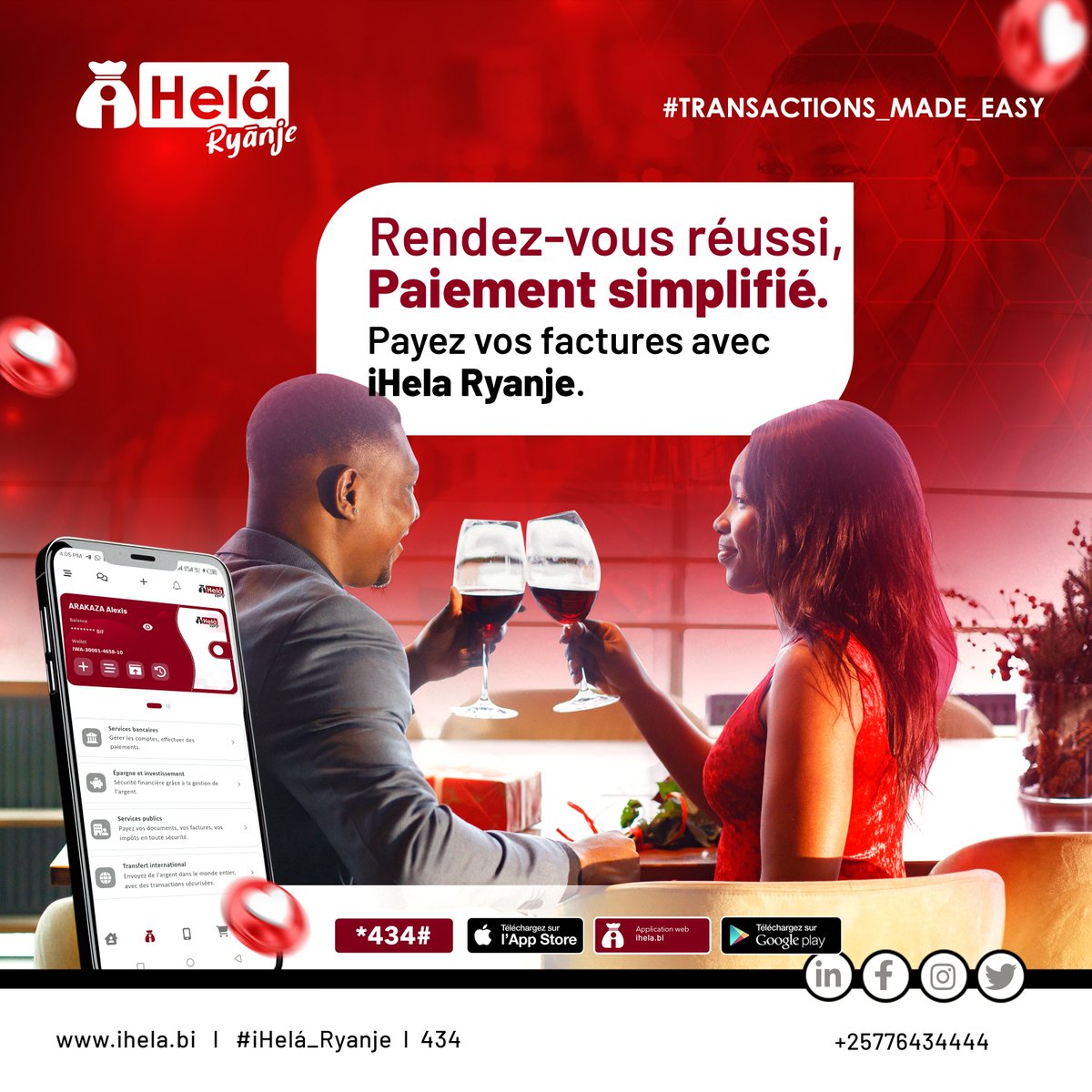 IhelaU's tweet image. L’amour au rendez-vous, @IhelaU, votre partenaire de proximité, vous y accompagne.
#iHelaRyanje
#Cashpoints
#InnovationFinancière