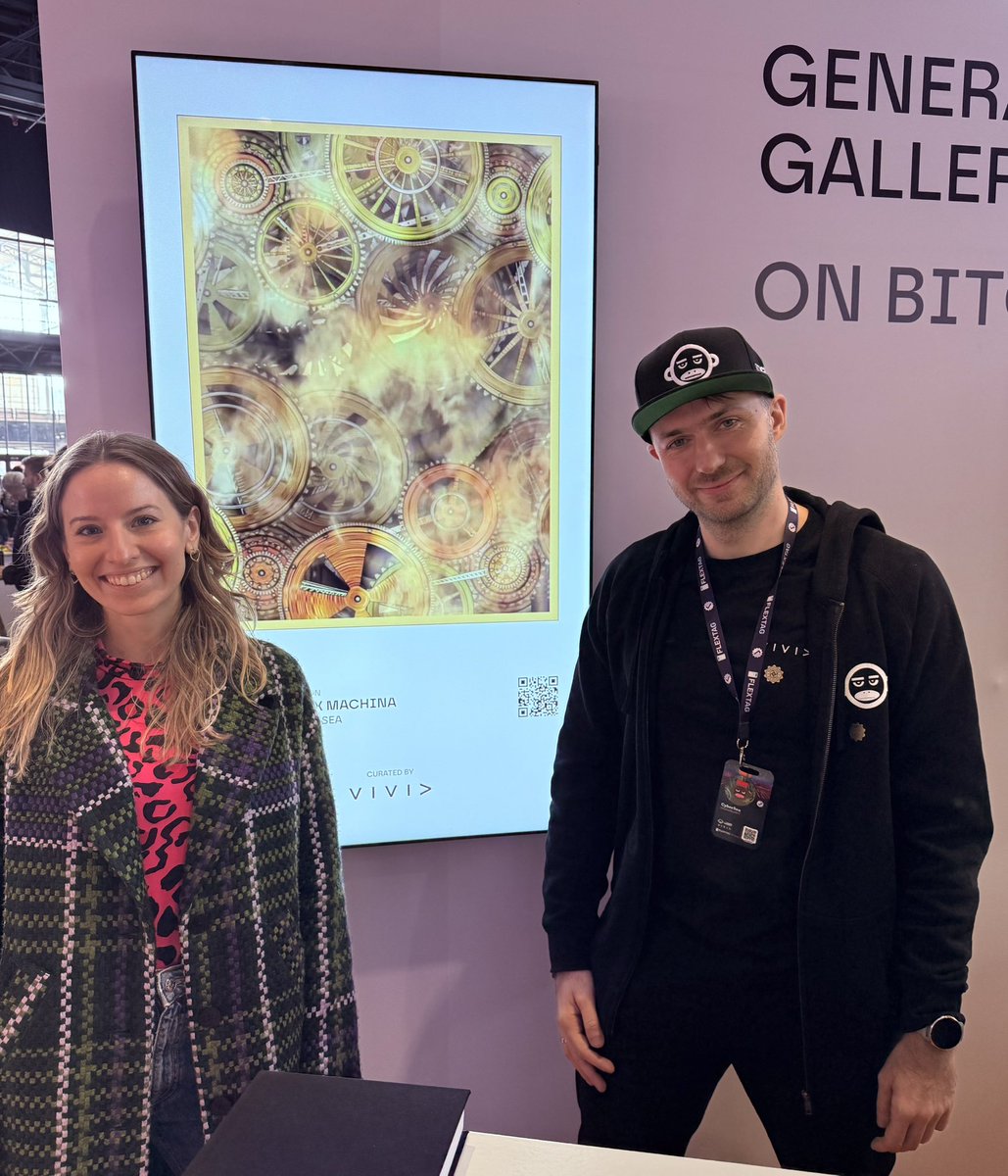 Just had the pleasure of meeting the incredible generative artist <a href="/CyberSeaNFT/">CyberSea</a> at <a href="/nft_paris/">NFT Paris</a>! Truly impressed by his stunning digital creations on Bitcoin blockchain. 🥹 It's always inspiring for me to connect with such talented minds in Web3!