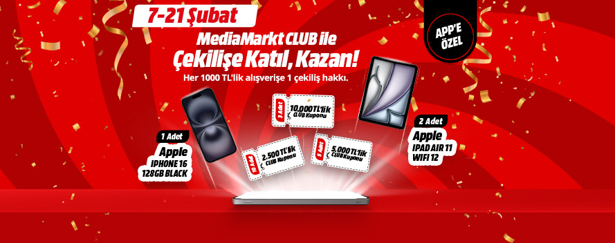 CekilisTvcom's tweet photo. MediaMarkt Club Çekiliş Kampanyası
https://t.co/6m7sKnQ8An
MediaMarkt Mobil uygulamasından alışveriş yapın iPhone 16, iPad Air veya MediaMarkt Club hediye çeki kazanma şansı yakalayın.
#mediamarkt #kampanya #çekiliş https://t.co/t8izuqZ5Fz
